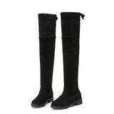Zingj New 2023 Women's Boots Suede Over The Knee Boots Low Heel Flat And Cotton Thermal Sleeve Women's Boots- Outfit