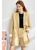 Minimalism Spring Female Offical Lady Blazer Women,Lace Vneck Tanks,High Waist Women's pants Female Shorts