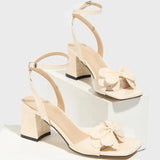 Women's High-Heeled Shoes Three-Dimensional Bow Bow Head Thick With Spring And Summer Fashion Night Party Wedding Campus Apricot