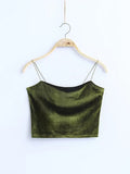 Spaghetti Straps Tank Top Velvet Short Crop Top 7 Colors Sexy Boob Tube Top Bustier Brief Vest T-shirts