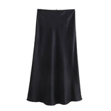 Spring Silk Satin Floral Trimmed Skirt 4661400