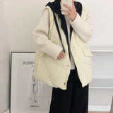 Fake Two Down Vest Women 2024 Winter New Fashion Thick Warm Hoodie Money Sleeveless Vest Coat Tide-Outfit