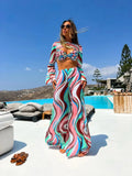 Jumpsuits Cover-up Sexy Print Flirty Romper Cover Up Summer Women Pant Set Pants Suit Beach Vacation Female