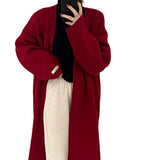 Zingj Wind Knitting Long Armband Coat Female Winter New Net Version Over The High Senior Sweater