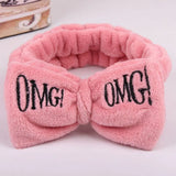 New OMG Letter Coral Fleece Wash Face Bow Hairbands For Women Girls Headbands Headwear Hair Bands Turban Hair