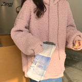Hat Hoodies Women Lovely Thicker Winter Soft College Girls Sweatshirts Popular Ulzzang Front Pocket Sweet Womens Hoodie