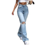 Wide Leg British Trousers Ripped Skinny