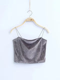 Spaghetti Straps Tank Top Velvet Short Crop Top 7 Colors Sexy Boob Tube Top Bustier Brief Vest T-shirts