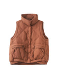 White Duck Down Down Vest Female 2024 Light Standing Collar Design Sense Draw Rope Warm Vest Wearing Casual Vest-Outfit
