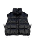 European Goods Trend Down Vest Female 2024 Winter New Fashion Splicing Loose Stand Collar Show Thin Warm Outside Wear Vest-Outfit