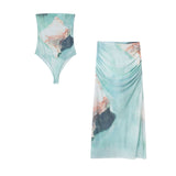 New Printed Chest Jumpsuit 5039374 Silk Mesh Skirt