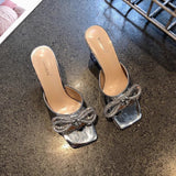 And Slippers Women Wearing A Word Bow Cold Drag Woman's Toe Slippers