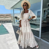Sales Of New Lace Tie-Up Dress INS Casual Loose Waist Tie Dress