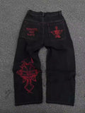 Wide-Legged Jeans Men's Fashion Black Baggy Jeans Men's Rap