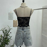 Shot Abstinence Hottie Low Breast With Breast Pad Lace Slings Vest V-Neck Butterfly-Like Umbilical Umb