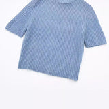 New Short-Sleeved High-Necked Jumper Slim Short-Style Knitted Sweater