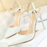 Shoes Fashion Sandals Women 2021 Patent Leather High Heels Women Sandals Summer Heeled Sandals Pointed Toe Women