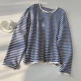spring and autumn new Korean version casual lazy style pullover striped sweater women's loose top
