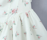 White Floral Print Bow Strap Chiffon Mini Dress-Outfit