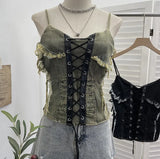 Shooting Cowboy Draw Rope Tie With Chest Vest Hair Side To Make Old Short Body Sleeveless Top Woman