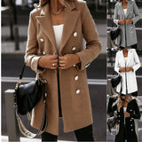 Zingj Wise Style Autumn And Winter Long Sleeve Suit Collar Double Breasted Girl Coat Coat