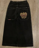 Men's Jeans Y2K Bag Vintage High-Quality Pattern Hip-Hop Street Leisure Men Harajuku Wide