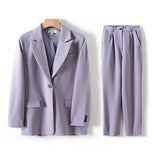 Women Blazer And Guard Pants Sets Two Pieces OL Single Breasted Jacket Formal Suit Pleated Trousers Spring Autumn