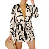 Zingj New Hot Style Sexy Fashion Print Long-Sleeved Shirt Women's