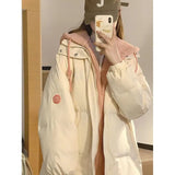 Zingj Version Of The Color Thickened Hooded Fake Two Ins Short Cotton Clothes Women Winter New Students Cotton Coat