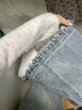 Women Jeans Denim Trousers Washed Retro Vintage Mopping Irregular Fashion Pocket Wide Leg Leisure Street Kpop Y2k