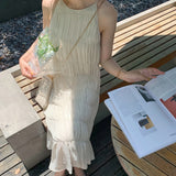 Zingj Gentle Wind Sanya Seaside Halter Dress Korean Version Elegant Thin Beach Pleated Dress Foreign