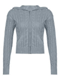 Hooded Cable Knit Cardigan- Outfit