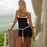 Patchwork Solid Spaghetti Bodycon Dress- Outfit