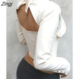 Patchwork Backless Women Blouse Long Sleeve Buttons Halter Shirts Top Summer Sexy Elegant Hollow Out Ladies