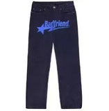 Letter Printed Jeans Men's High Street Fashion Brand Loose Straight Tube Casual
