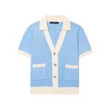 For Women's INS Burst Color V-Neck Knitted Shirt + Short Skirt