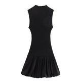New Spring Balloon Dress With Slim Thread Knitted Bare Back