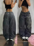 Zingj Sales Of New Loose Jeans Embroidered Hip Hop Casual Jeans High Street Men's High Waist Hip Hop 211-1-Outfit