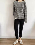 spring and autumn new Korean version casual lazy style pullover striped sweater women's loose top