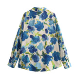 New Silk Satin Printed Loose Casual Shirt