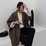 Women Minimalist Solid Outwear Loose Elegant Retro Official Fashion High Street Feminine All-match Spring
