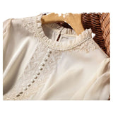 Industry Embroidered Silk Shirt Women's Autumn 2023 New Fungus-Rimmed Mulberry Silk Long-Sleeved