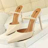 Zingj Retro Simple Baotou Slippers With High With Shallow Pointed Out A Word With Female