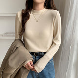Knitted Semi-High Collar Bottomed Shirt In Autumn And Winter, The New Elastic Soft Waxy Pro-Skin Polished