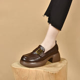 Zingj Shoes Women's 2024 Autumn Round Head Waterproof Platform Muffins With One Foot On Love Shoes, Small Leather Shoes, Single