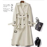 Zingj Female In The Long 2024 Spring And Autumn New Korean Version Of Large Size Popular British Wind Coat Over The Knee Black Coat