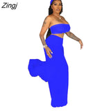 Women 2 Piece Set 2023 Summer Sexy Off Shoulder Crop Top + High Waist Wide Leg Mesh See Through Pants Beachwear vacation