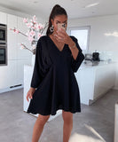 Early Autumn New V-Collar Dress Ins Casual Home Loose Multicolor Dress For