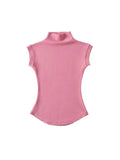 Women Summer Sexy Turtleneck Sleeveless T-Shirts Tops Solid Slim Fit Pullovers Causal Tees Shirts Female Streetwear Basics