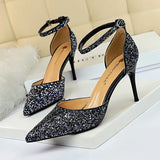 Zingj Thin With High With Shallow Mouth Pointed Hollow Sequins Sexy Nightclub Show Thin A